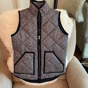 J. Crew Black Herringbone Chevron Down Vest - Never Worn